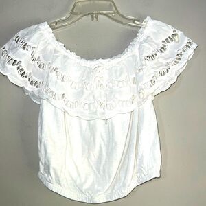 Shabby Chic off the shoulder white lacy crop top